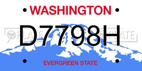 D7798H Washington License Plate
