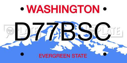 D77BSC Washington License Plate