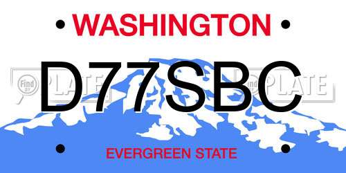 D77SBC Washington License Plate