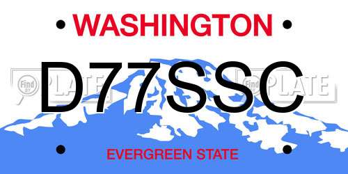 D77SSC Washington License Plate