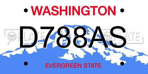 D788AS Washington License Plate