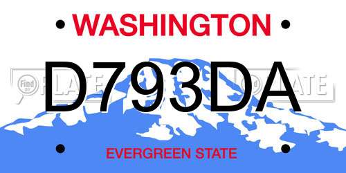 D793DA Washington License Plate