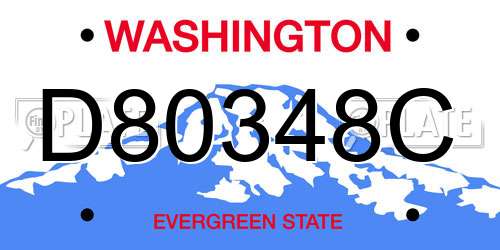 D80348C Washington License Plate