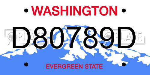 D80789D Washington License Plate