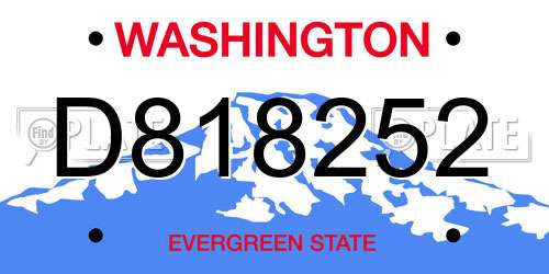 D818252 Washington License Plate
