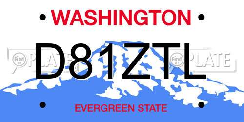 D81ZTL Washington License Plate