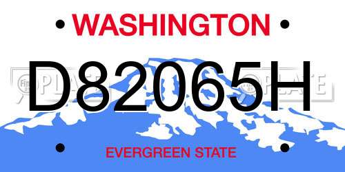 D82065H Washington License Plate