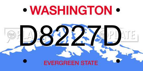 D8227D Washington License Plate