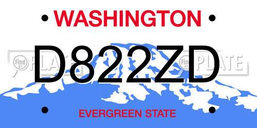 D822ZD Washington License Plate