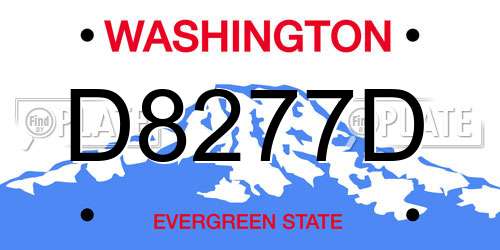 D8277D Washington License Plate