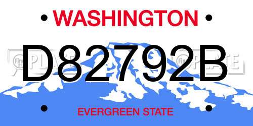 D82792B Washington License Plate
