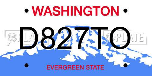 D827TO Washington License Plate