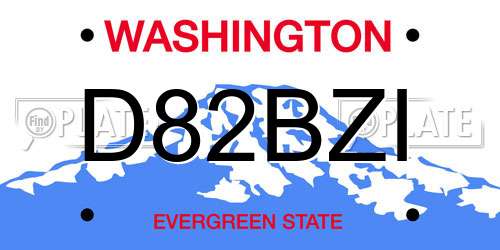 D82BZI Washington License Plate