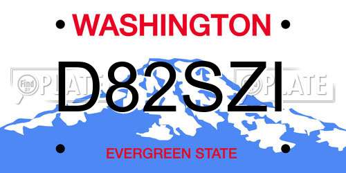 D82SZI Washington License Plate
