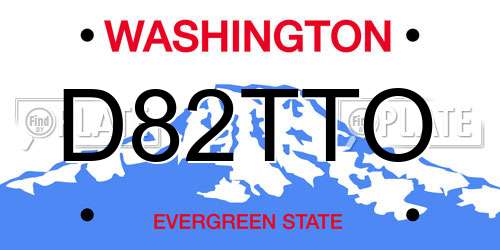 D82TTO Washington License Plate