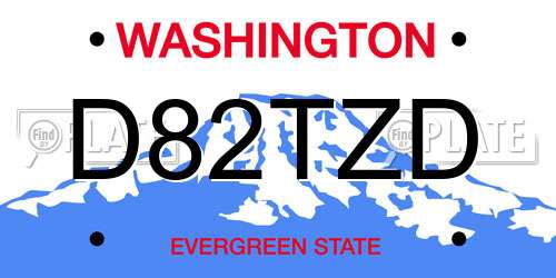 D82TZD Washington License Plate