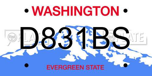 D831BS Washington License Plate