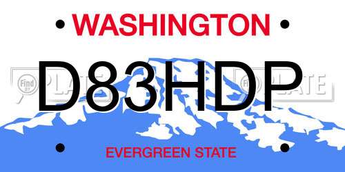 D83HDP Washington License Plate