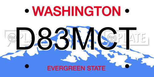 D83MCT Washington License Plate