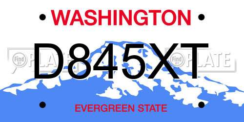 D845XT Washington License Plate