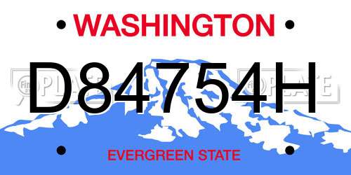 D84754H Washington License Plate