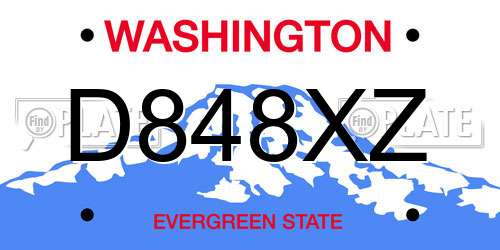 D848XZ Washington License Plate