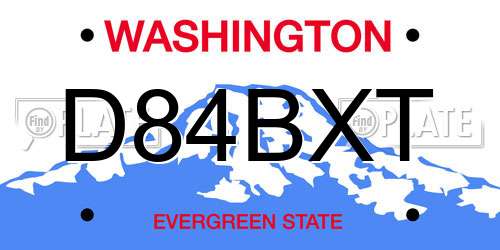 D84BXT Washington License Plate