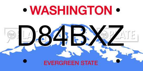 D84BXZ Washington License Plate