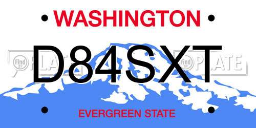 D84SXT Washington License Plate