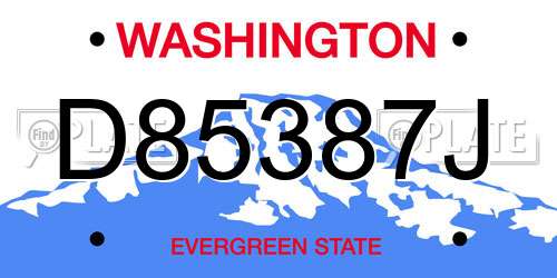 D85387J Washington License Plate