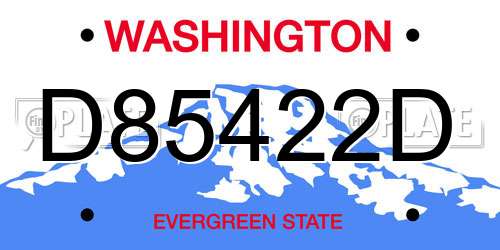 D85422D Washington License Plate