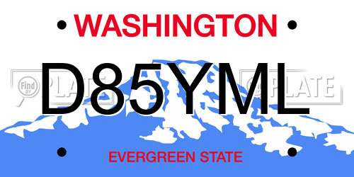 D85YML Washington License Plate