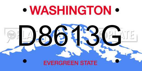 D8613G Washington License Plate