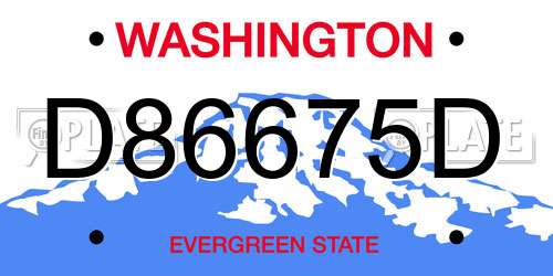 D86675D Washington License Plate