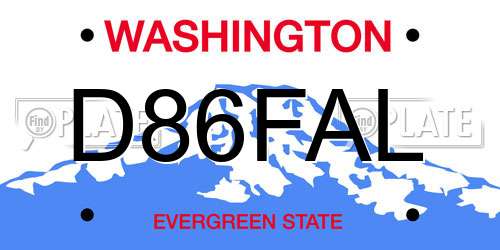 D86FAL Washington License Plate