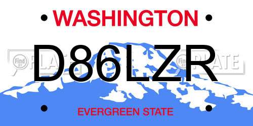 D86LZR Washington License Plate