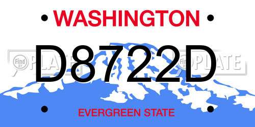 D8722D Washington License Plate