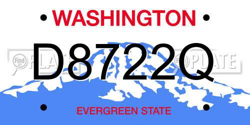 D8722Q Washington License Plate