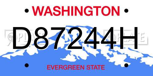 D87244H Washington License Plate
