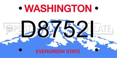 D8752I Washington License Plate