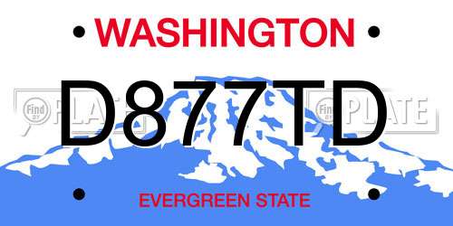 D877TD Washington License Plate