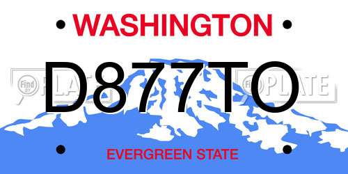 D877TO Washington License Plate