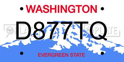 D877TQ Washington License Plate
