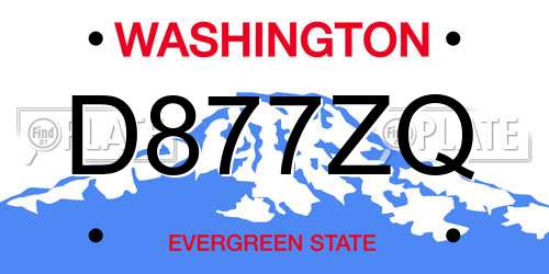D877ZQ Washington License Plate