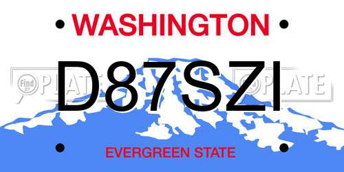 D87SZI Washington License Plate