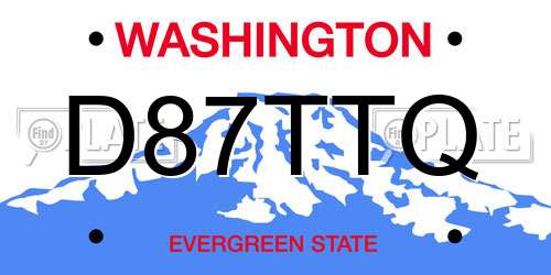 D87TTQ Washington License Plate