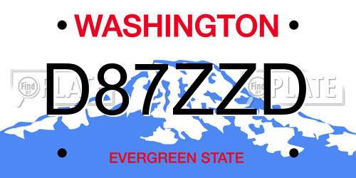 D87ZZD Washington License Plate