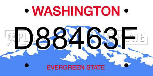 D88463F Washington License Plate