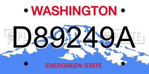 D89249A Washington License Plate