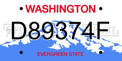 D89374F Washington License Plate